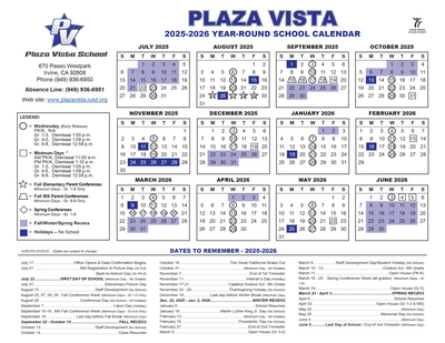 Plaza Vista Calendar